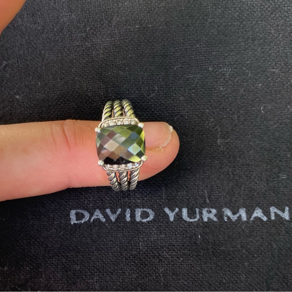 David Yurman petite Wheaton onyx and diamond cocktail ring.